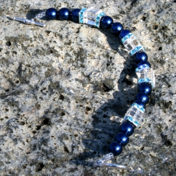 A 0053 - Bastelset Armband Strasscarres, blau