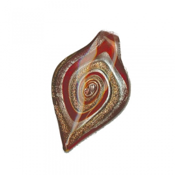 AH 0009 - Handgearbeiteter Glasanhänger "Blatt" in Rot-Gold