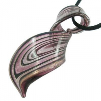 AH 0020 - Handgearbeiteter Glasanhänger geschwungen in Violett-Silber
