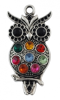 AH 0123 - Anhänger "Eule" mit buntem Strass