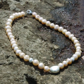 ES 0011 - Bastelset Kette mit Süßwasserperlen und 925er Silber