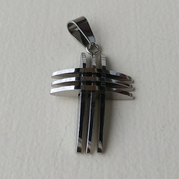 ESAH 0048 - Edelstahlanhänger "Kreuz in Streifen"