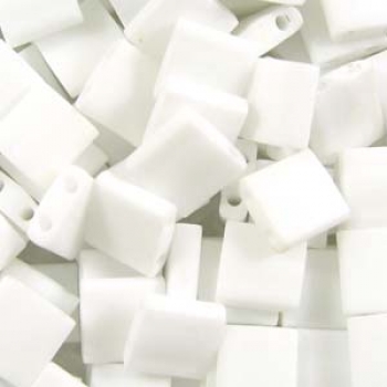 MTL-05-402FR - Miyuki Tila Beads, 5mm, Opaque White