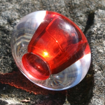 P 0392 - Rondellperle, kristall/rot