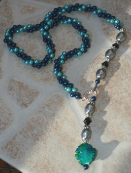 ST 0019 - Bastelset Schlingentechnik-Kette in Blau-Grau