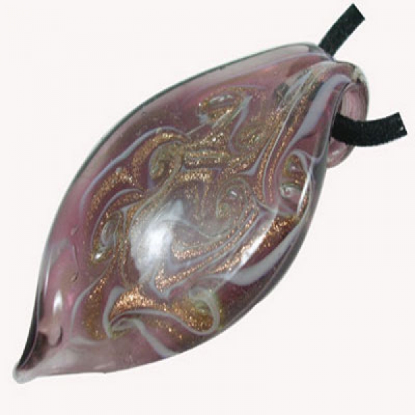 AH 0010 - Handgearbeiteter Glasanhänger "Blatt" mit Verlaufmuster