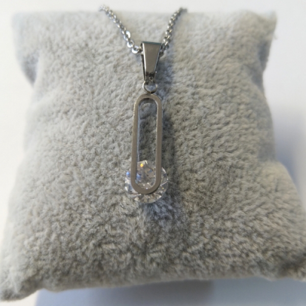 FKE 0004 - Kette aus Edelstahl mit Anhänger "Zirkoniaklammer"