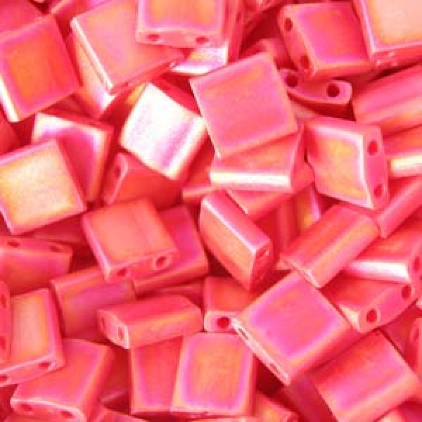 MTL-05-408FR - Miyuki Tila Beads, 5mm, Matte Red AB