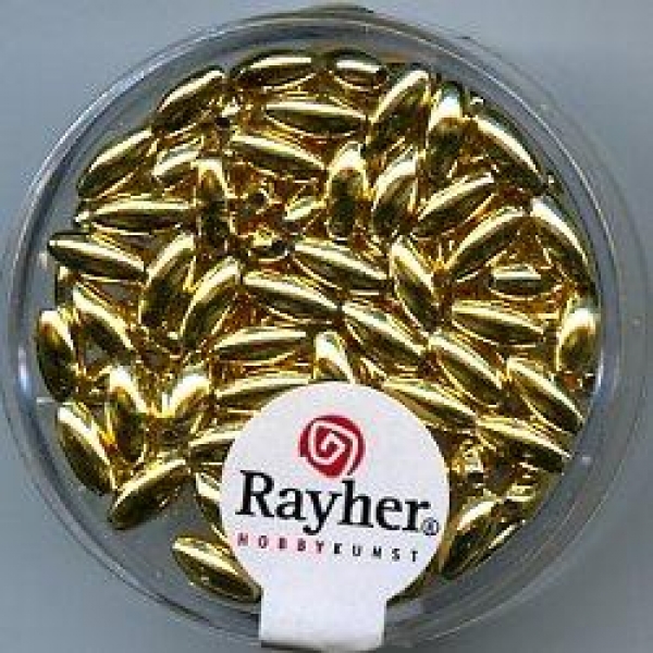 Wachsperlen (goldfarben), oval, 6x3 mm
