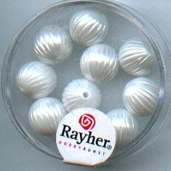 Rillenperlen (weiß), 10mm