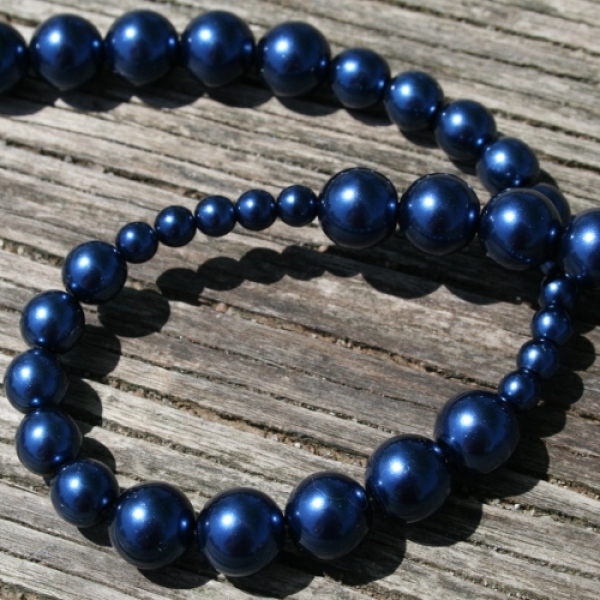 Perlen "Flower Power", Blau