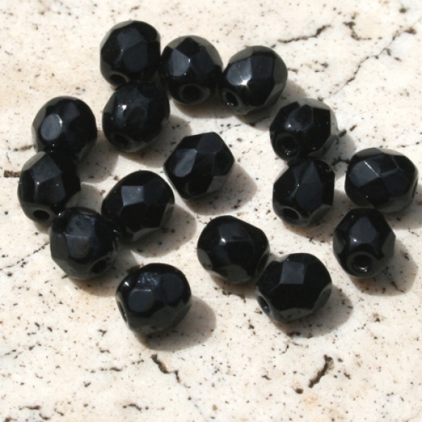 P 0047 - Glasschliffperlen, Schwarz, 4 mm