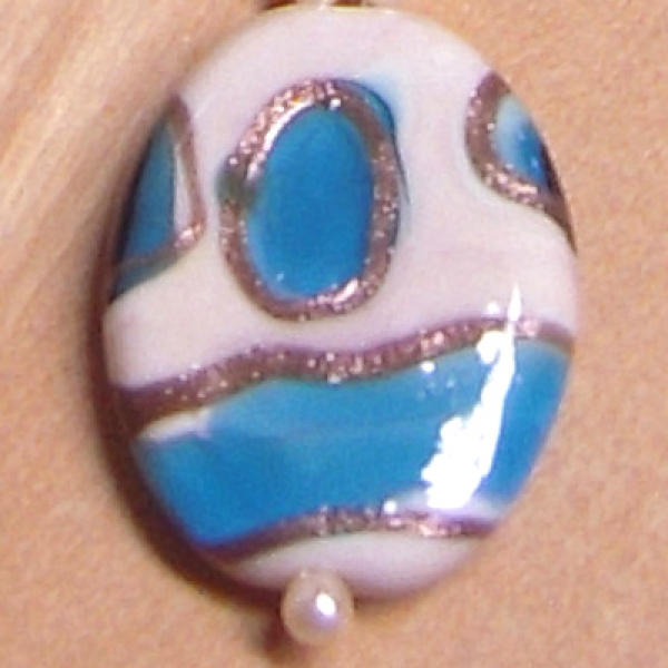 P 0092 - Switch it!-Lampenperle Creme-Türkis A, oval