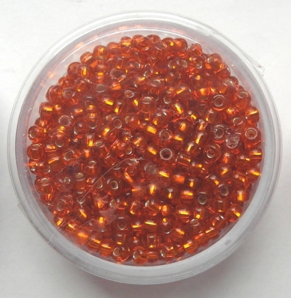 P 0180 - Rocailles, orange mit silbereinzug, 3 mm