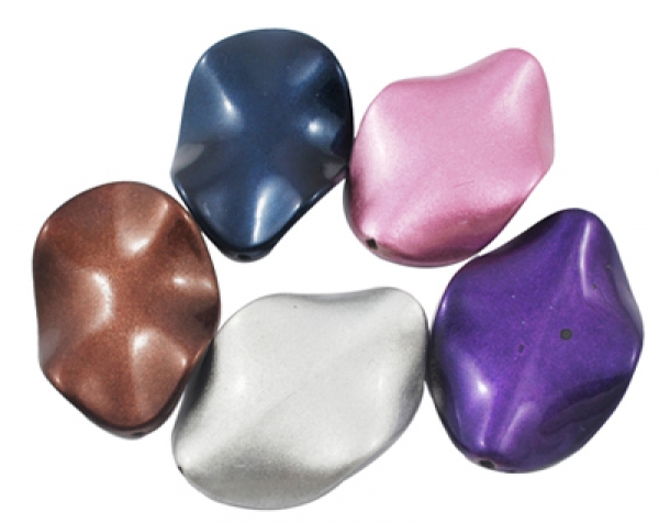 P 0301 - Kunststoffperle "Welle" oval Rosa