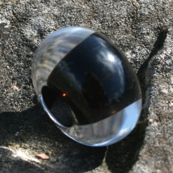 P 0405 - Rondellperle, kristall/schwarz